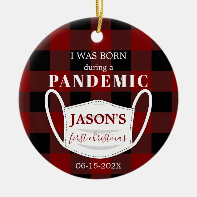 Geboren im Pandemic FIrst Christmas Baby Foto Keramik Ornament (Vorne)