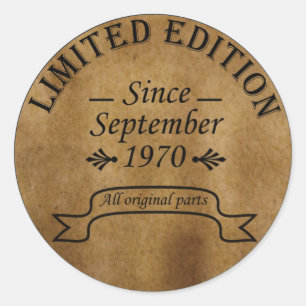 geboren im September 1970 Vintager Geburtstag Runder Aufkleber