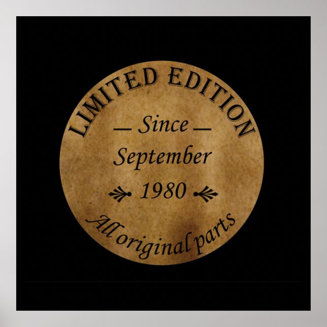 geboren im September 1980 Vintager Geburtstag Poster (Vorne)