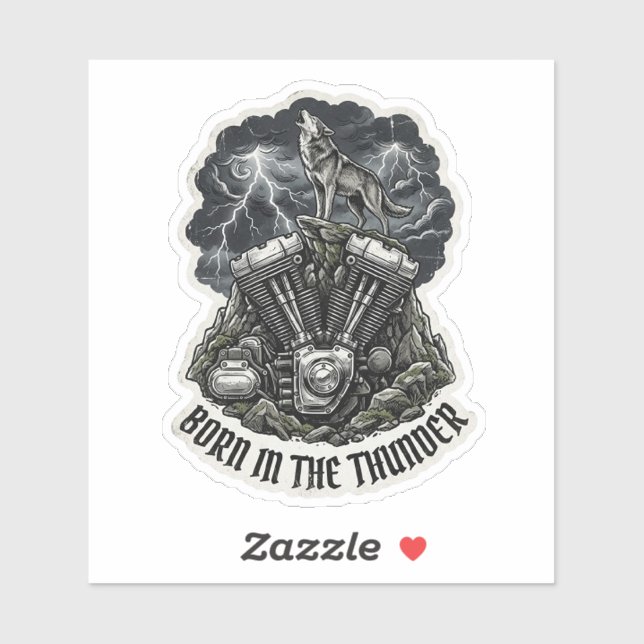 Geboren im Thunder Wolf Engine Sticker (Blatt)