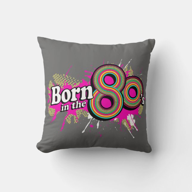 geboren in den 80er Jahren Retro-Graukissen Kissen (Vorderseite)