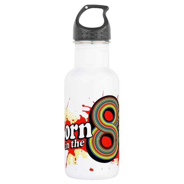 "Geboren in den 80er Jahren" Retroflasche Trinkflasche (Vorderseite)