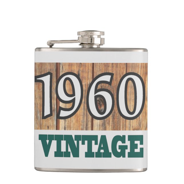 Geboren in Flasche von 1960 Flachmann (Vorderseite)
