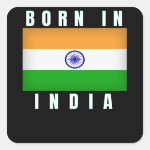 Geboren in Indien Quadratischer Aufkleber