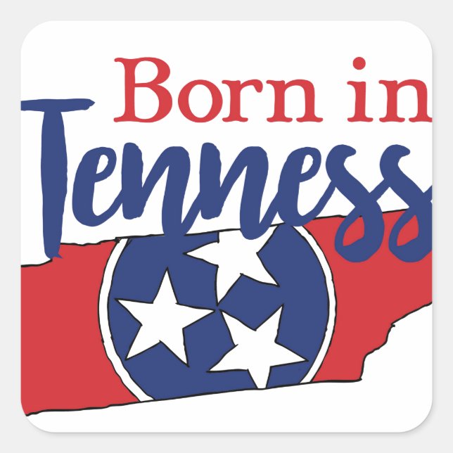 Geboren in Tennessee Staat Symbols Freiwilliger St Quadratischer Aufkleber (Vorderseite)