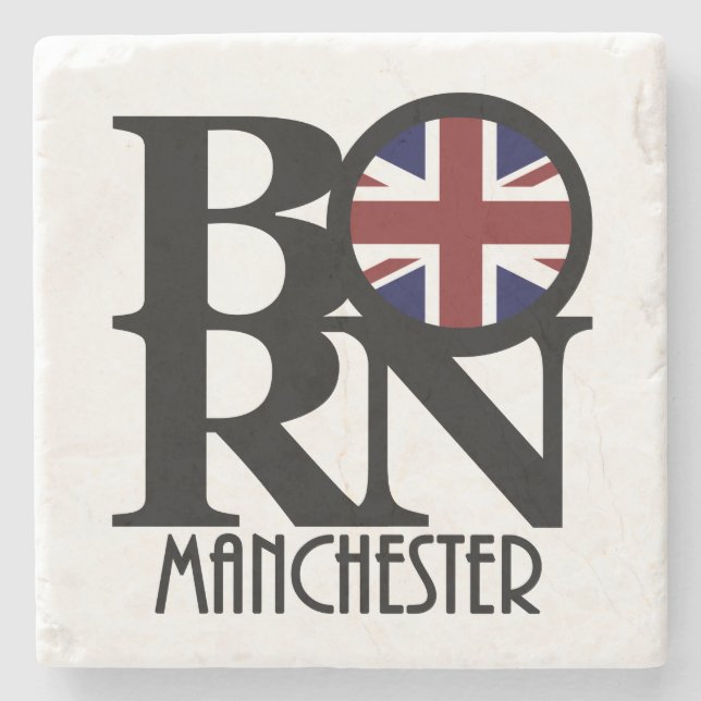 GEBOREN Manchester England Steinuntersetzer (Vorderseite)