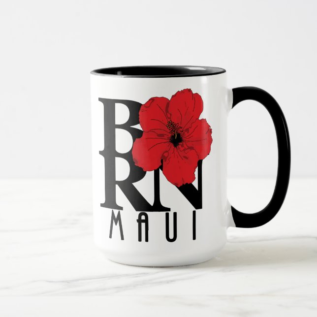 GEBOREN Maui Roter Hibiskus 15oz Tasse (Rechts)