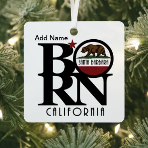 GEBOREN Santa Barbara California Ornament Aus Metall