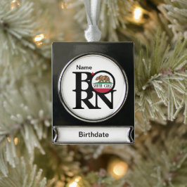 GEBOREN Santa Cruz Banner-Ornament Silber