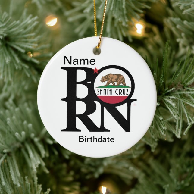 GEBOREN Santa Cruz Custom Keramik Ornament (Baum)