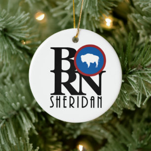 GEBOREN Sheridan Wyoming Keramik Ornament