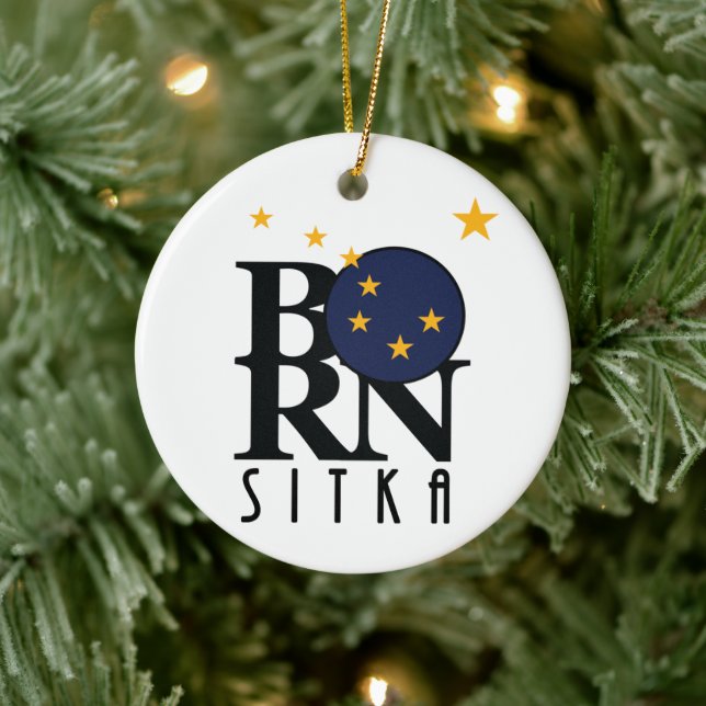 GEBOREN Sitka Alaska Keramik Ornament (Baum)