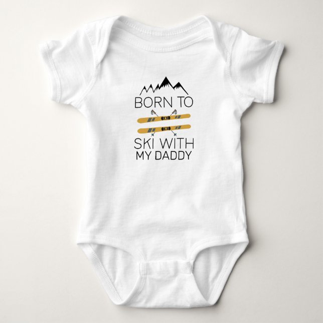 Geboren Skifahren mit Daddy - Ski Baby - Skier Baby Strampler (Vorderseite)