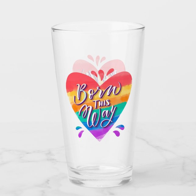 Geboren so Rainbow Heart Glas (Vorderseite)