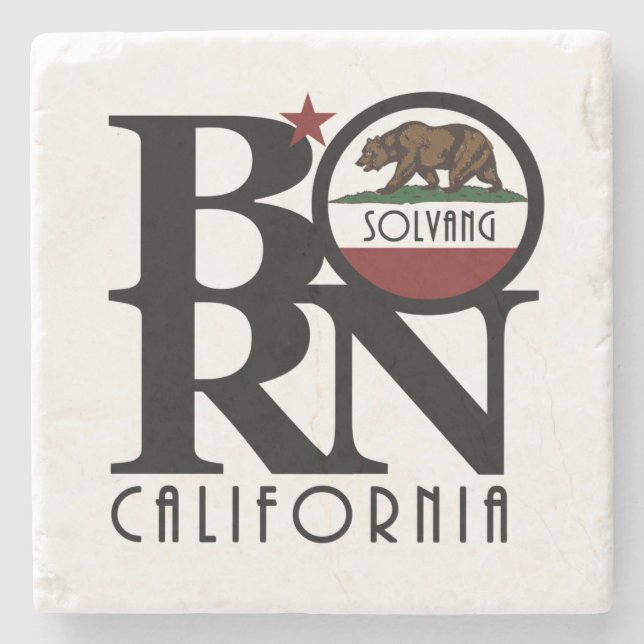 GEBOREN Solvang California Steinuntersetzer (Vorderseite)