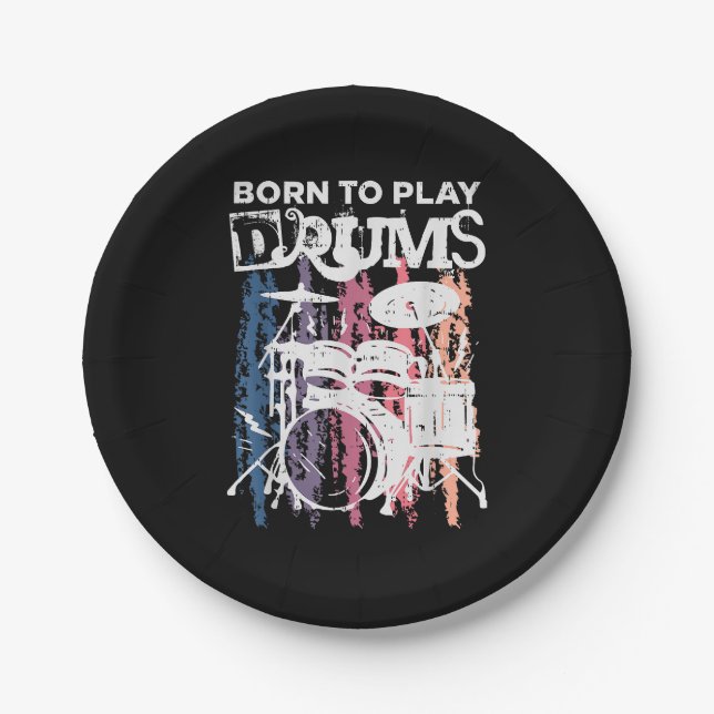 Geboren, Trommeln zu spielen, Rock Music Band Drum Pappteller (Vorderseite)