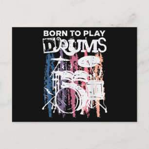 Geboren, Trommeln zu spielen, Rock Music Band Drum Postkarte