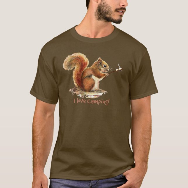 GEBOREN, um CAMPING Spaß Eichhörnchen Süße Tier Zi T-Shirt (Vorderseite)