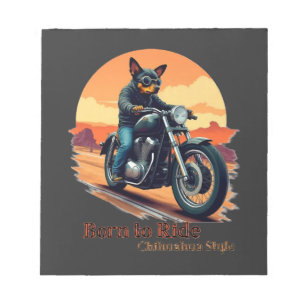 Geboren um Chihuahua-Motorrad-Kunst zu fahren Notizblock