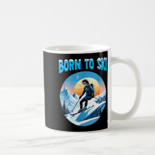 Geboren um lustig Ski zu fahren Skibrille Berg Win Kaffeetasse