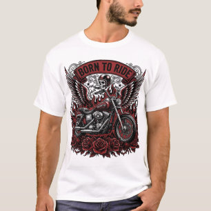 Geboren um Vintage-Biker-Totenkopf-Motorrad-Grafik T-Shirt