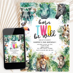 Geboren, um wild zu sein! Safari-Tiere Cool 2. Geb Einladung