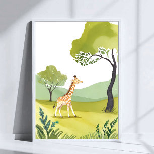 Geboren um zu erkunden   Giraffe Wasserfarbe Kinde Poster