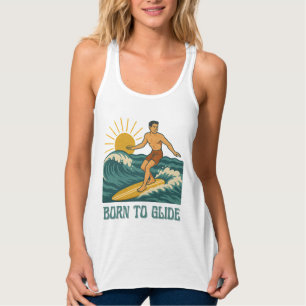 Geboren um zu gleiten Kalifornien Surfer Retro Gra Tank Top
