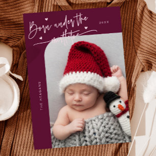 Geboren unter Mistletoe Cranberry Geburtsankündigu Ankündigung