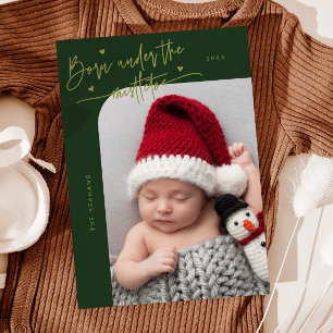 Geboren unter Mistletoe Green Birth Ankündigung