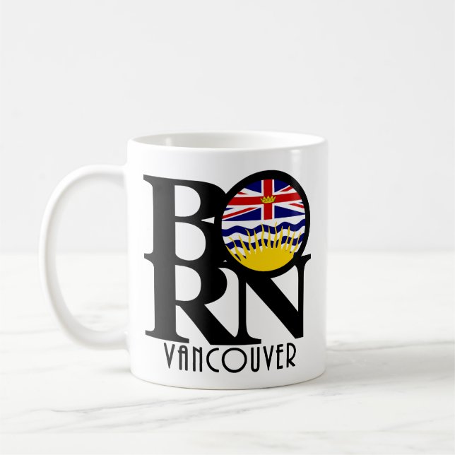 GEBOREN Vancouver (BC Flag) 11oz Kaffeetasse (Links)