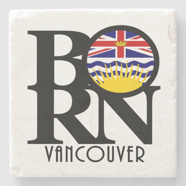 GEBOREN Vancouver (BC Flag) Steinuntersetzer (Vorderseite)