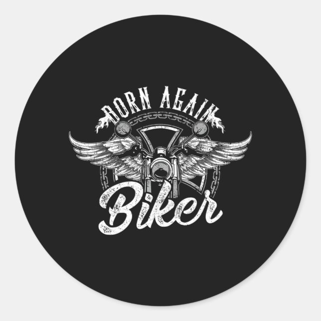 Geboren wieder Biker Motorrad Christlich Jesus Runder Aufkleber (Vorderseite)