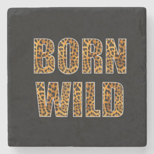 Geboren Wild Cheetah Tiger Lion Animal Print Leopa Steinuntersetzer