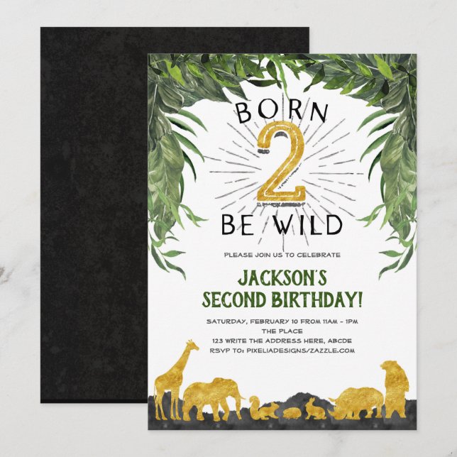 Geboren, wild zu sein, Safari, Jungle animal, 2. Einladung (Vorne/Hinten)