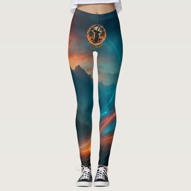 Geboren zu brennen Gothic Hexenmuster Leggings (Vorderseite)