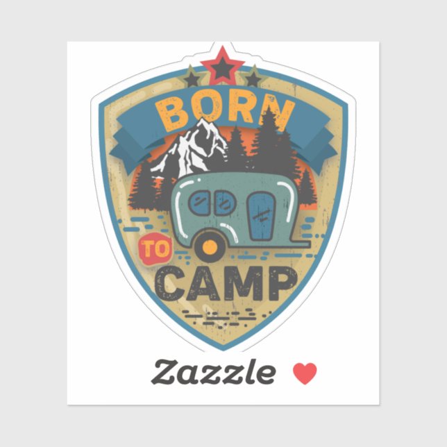 Geboren zu Camp Word Art Vinyl Aufkleber (Blatt)