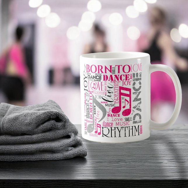 Geboren zu Dance Pink Gray ID277 Kaffeetasse (Von Creator hochgeladen)