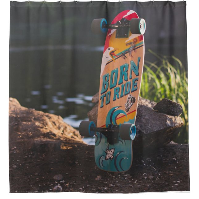 Geboren zu fahrende Skateboard Duschvorhang (Vorderseite)