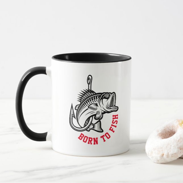 Geboren zu fischen tasse (Mit Donut)