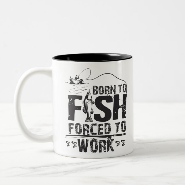 Geboren zu Fischfang Zweifarbige Tasse (Links)