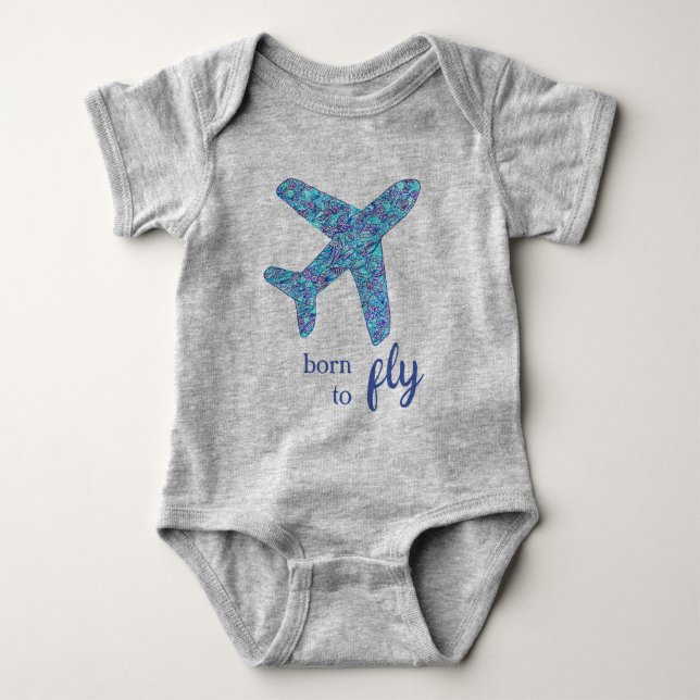 "Geboren zu fliegen" Flugzeug   Baby Strampler (Vorderseite)