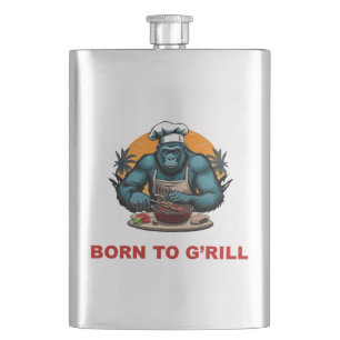 Geboren zu G'rill GRILLEN Master Fun Puff Flachmann