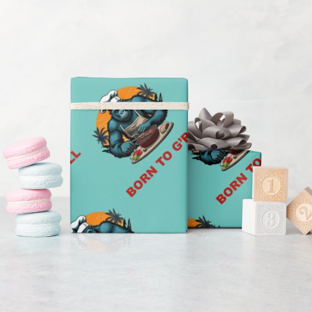 Geboren zu G'rill GRILLEN Master Fun Puff Geschenkpapier (Babyparty)