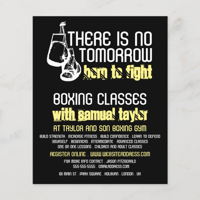 Geboren zu kämpfen, Boxklub, Boxtrainer-Werbung Flyer (Vorne)