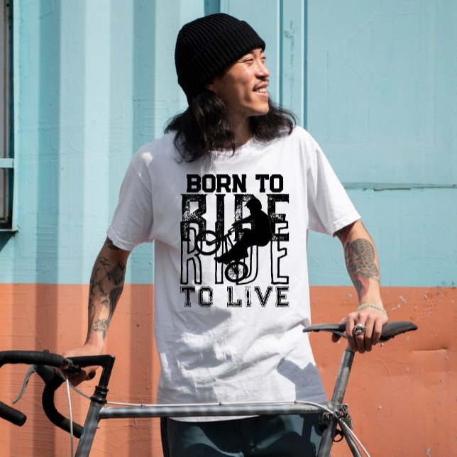 GEBOREN ZU REISEN ZUM LEBEN Radfahrrad-Grunge weiß T-Shirt (Von Creator hochgeladen)