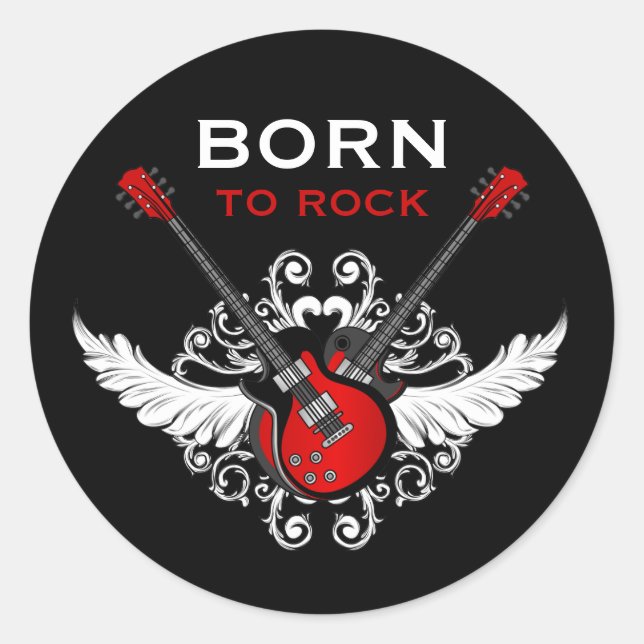 Geboren zu Rock-Aufklebern Runder Aufkleber (Vorderseite)