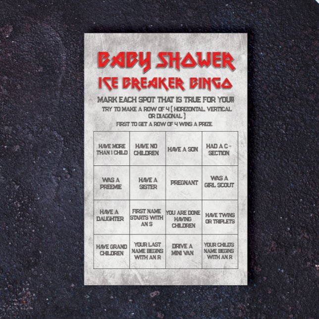Geboren zu Rock - Baby Show Ice Breaker Bingo (Von Creator hochgeladen)