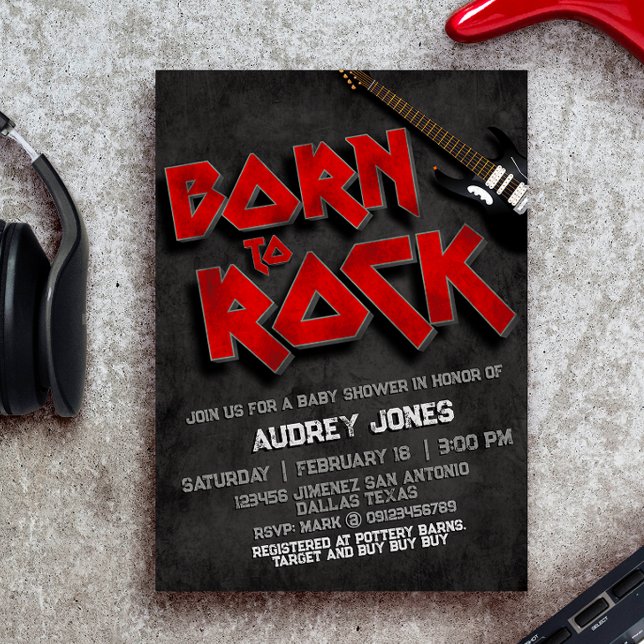 Geboren zu Rock - Babydusche Einladung (Von Creator hochgeladen)