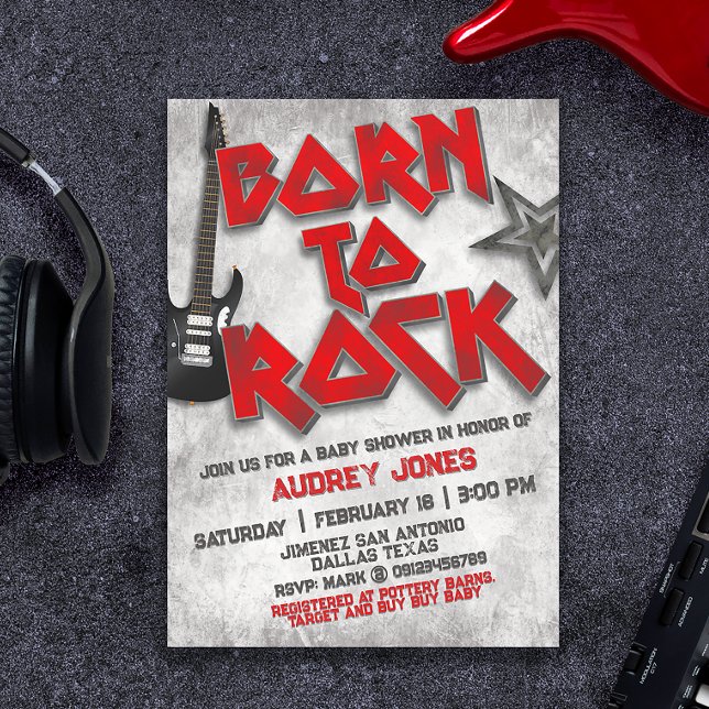 Geboren zu Rock - Babydusche Einladung (Von Creator hochgeladen)